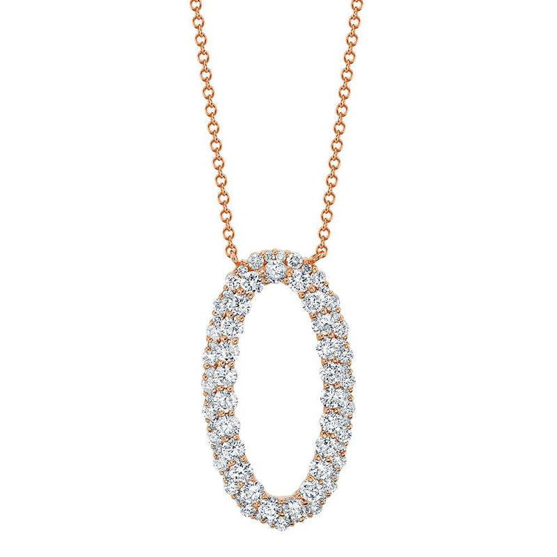 14K White Gold Diamond Oval Necklace-Necklaces-Maurice's Jewelers-ROSE GOLD-