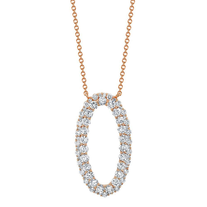 14K White Gold Diamond Oval Necklace