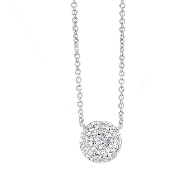 14K Yellow Gold Pave Diamond Disc Necklace-Necklaces-Maurice's Jewelers-White Gold-
