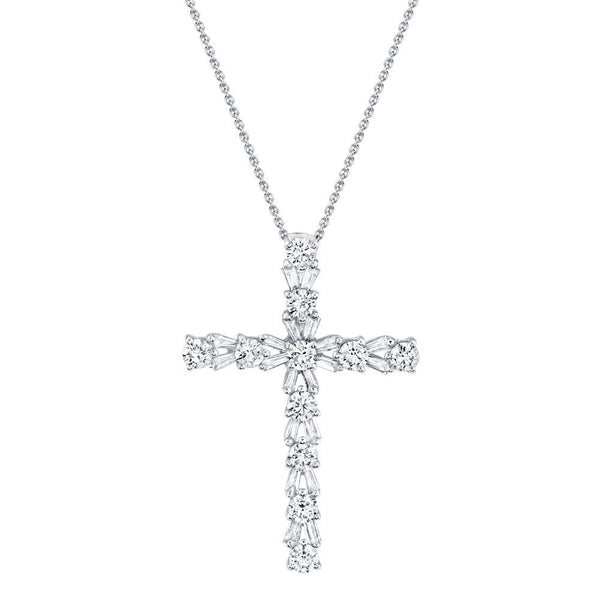 14K Yellow Gold Diamond Cross Necklace-Maurice's Jewelers-WHITE GOLD-