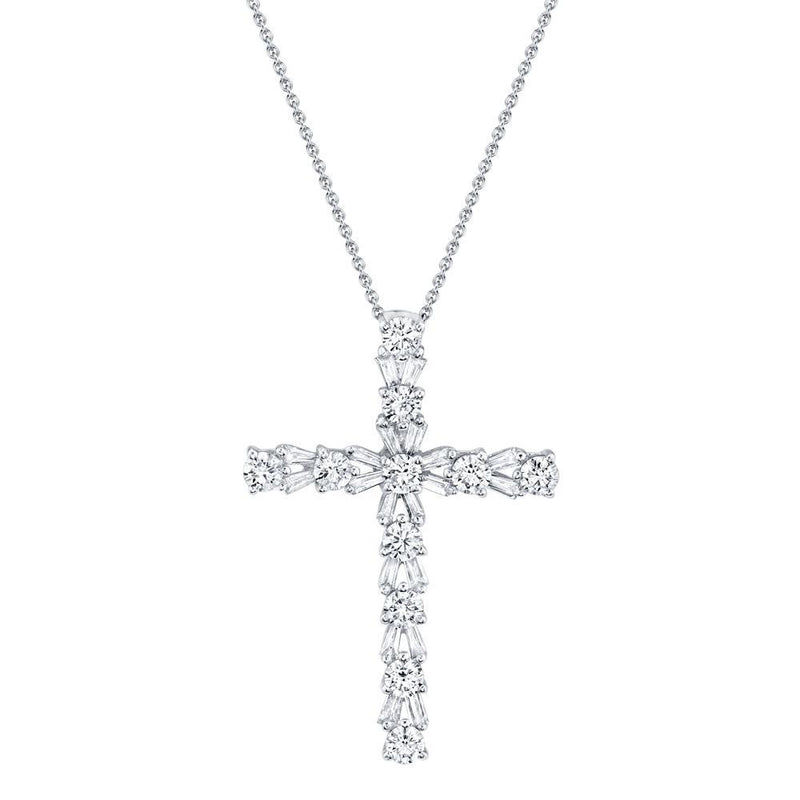 14K Rose Gold Diamond Cross Necklace-Necklaces-Maurice's Jewelers-WHITE GOLD-