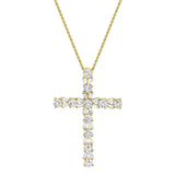 14K Rose Gold Diamond Cross Necklace-Necklaces-Maurice's Jewelers-YELLOW GOLD-