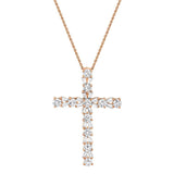 14K Rose Gold Diamond Cross Necklace-Necklaces-Maurice's Jewelers-ROSE GOLD-