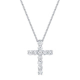 14K Rose Gold Diamond Cross Necklace-Necklaces-Maurice's Jewelers-WHITE GOLD-
