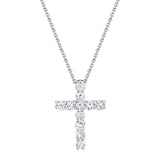 14K Rose Gold Diamond Cross Necklace