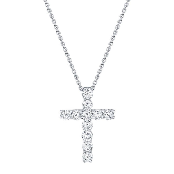 14K Rose Gold Diamond Cross Necklace-Necklaces-Maurice's Jewelers-WHITE GOLD-