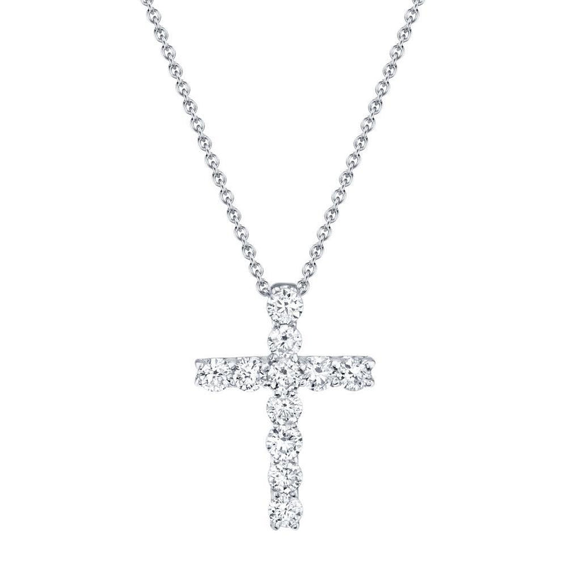 14K Rose Gold Diamond Cross Necklace-Necklaces-Maurice's Jewelers-WHITE GOLD-