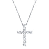 14K White Gold Diamond Cross Necklace