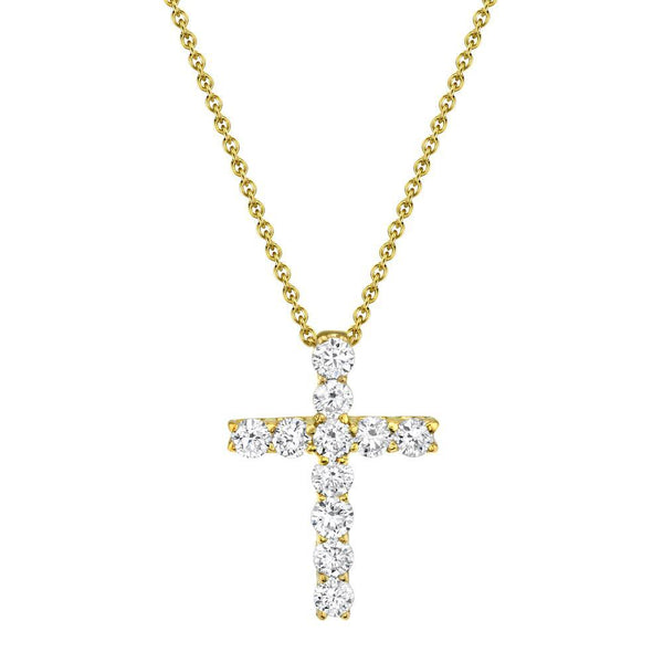 14K White Gold Diamond Cross Necklace-Necklaces-Maurice's Jewelers-YELLOW GOLD-