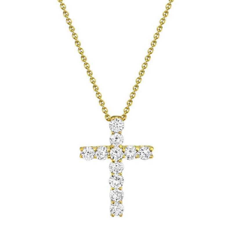 14K Rose Gold Diamond Cross Necklace