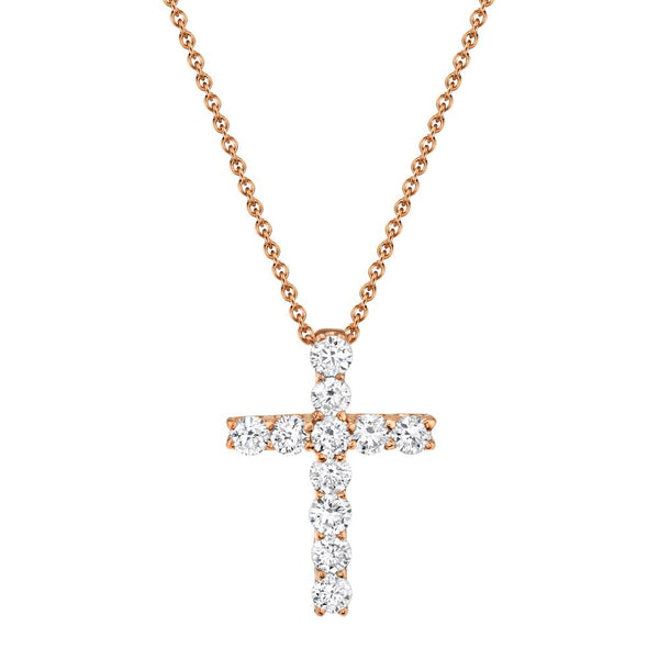 14k Gold Diamond Cross Necklace-Necklaces-Maurice's Jewelers-Rose Gold-