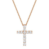 14K Rose Gold Diamond Cross Necklace