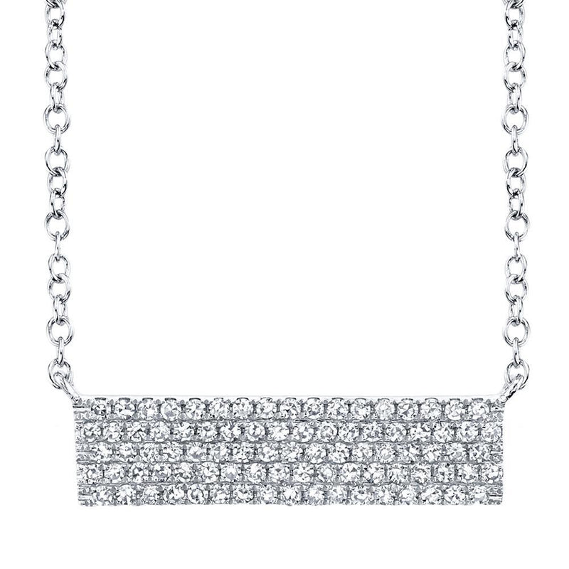 14K Rose Gold Diamond Pave Bar Necklace