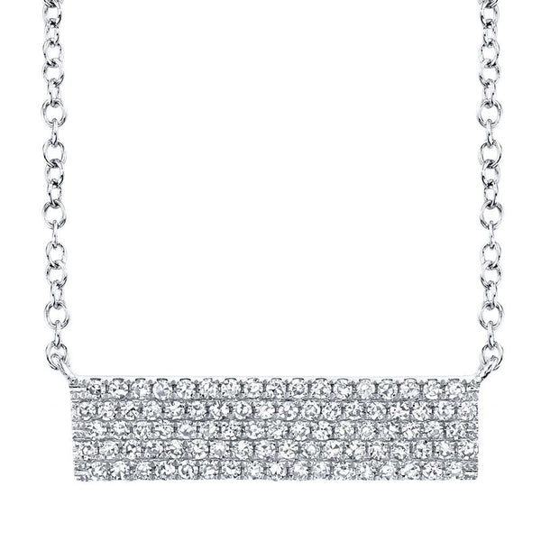 14K White Gold Diamond Pave Bar Necklace-Necklaces-Maurice's Jewelers-WHITE GOLD-