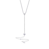 14K White Gold Pave Heart Lariat Necklace