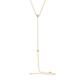 14K White Gold Pave Heart Lariat Necklace