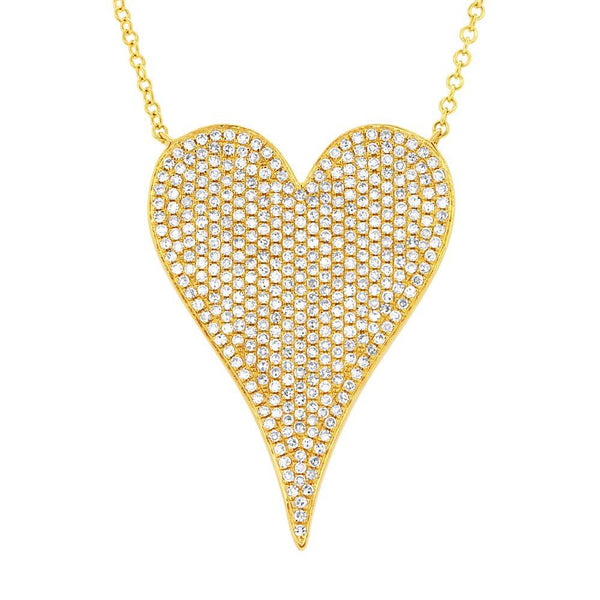 14K White Gold Pave Heart Necklace (Jumbo)-Necklaces-Maurice's Jewelers-YELLOW GOLD-
