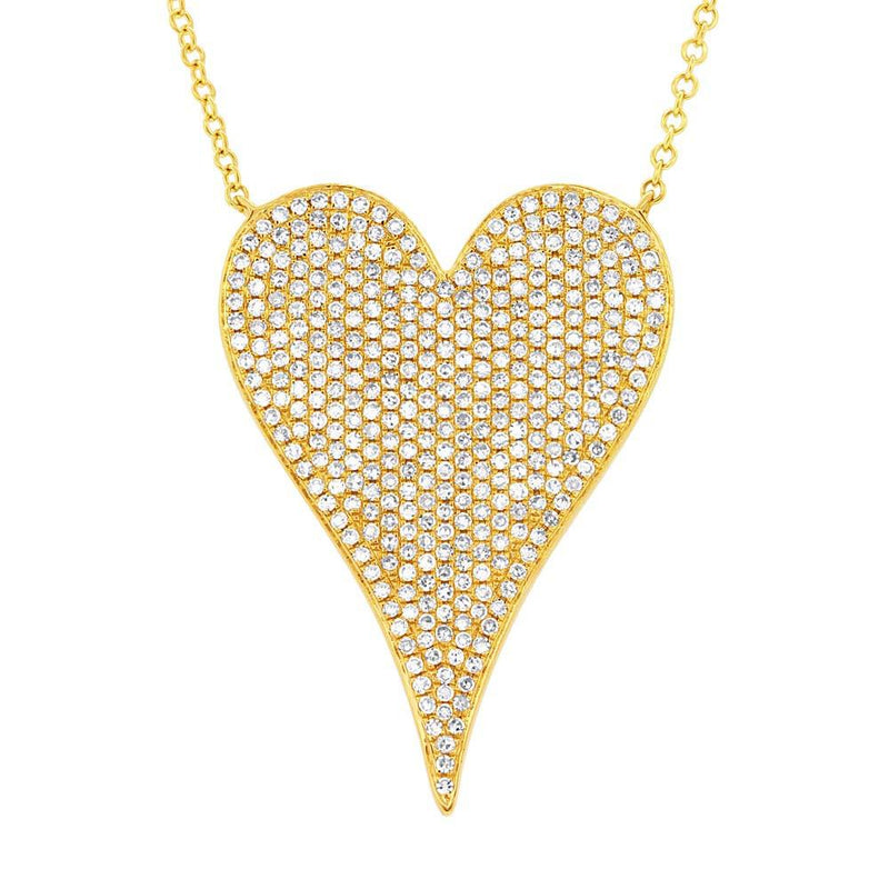 14K White Gold Pave Heart Necklace (Jumbo)