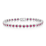 14K Yellow Gold Ruby and Diamond Tennis Bracelet-Bracelets-Maurice's Jewelers-WHITE GOLD-