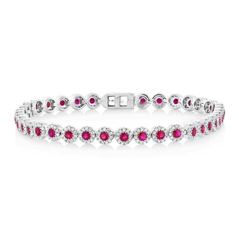 14K Yellow Gold Ruby and Diamond Tennis Bracelet-Bracelets-Maurice's Jewelers-WHITE GOLD-