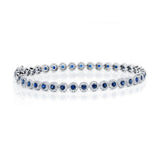 14K Yellow Gold Diamond Halo + Blue Sapphire Bracelet-Bracelets-Maurice's Jewelers-WHITE GOLD-
