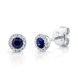 14K Rose Gold Diamond + Blue Sapphire Earrings-Earrings-Maurice's Jewelers-WHITE GOLD-