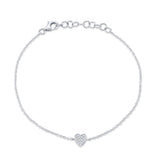 14K White Gold Diamond Heart Bracelet-Bracelets-Maurice's Jewelers-WHITE GOLD-