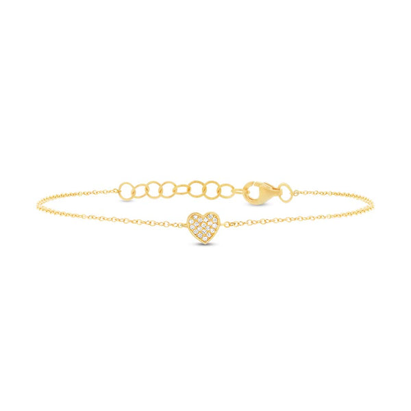 14K Yellow Gold Diamond Heart Bracelet