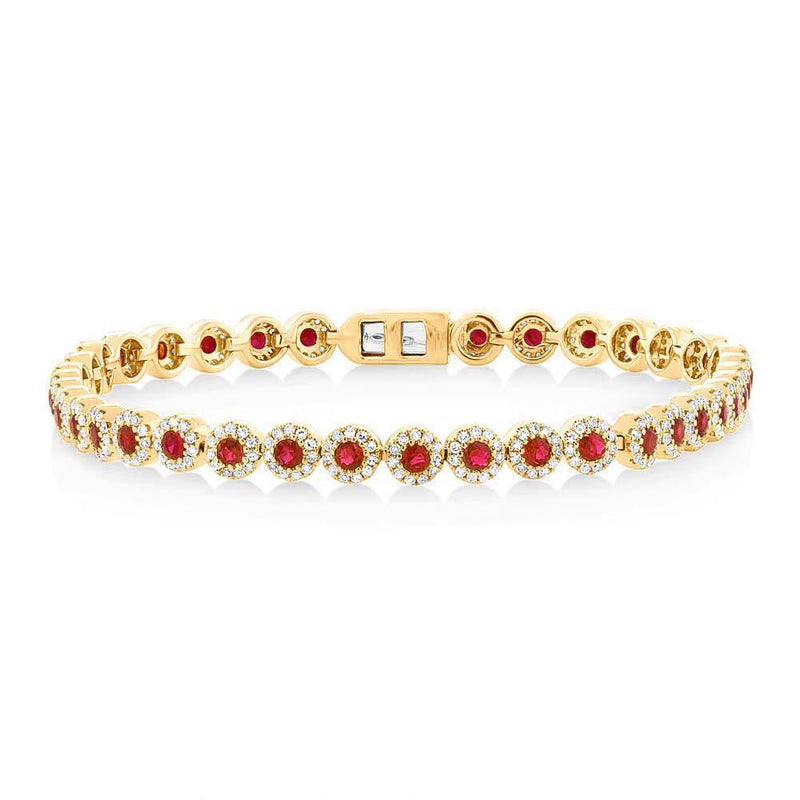 14K Yellow Gold Ruby and Diamond Tennis Bracelet-Bracelets-Maurice's Jewelers-YELLOW GOLD-