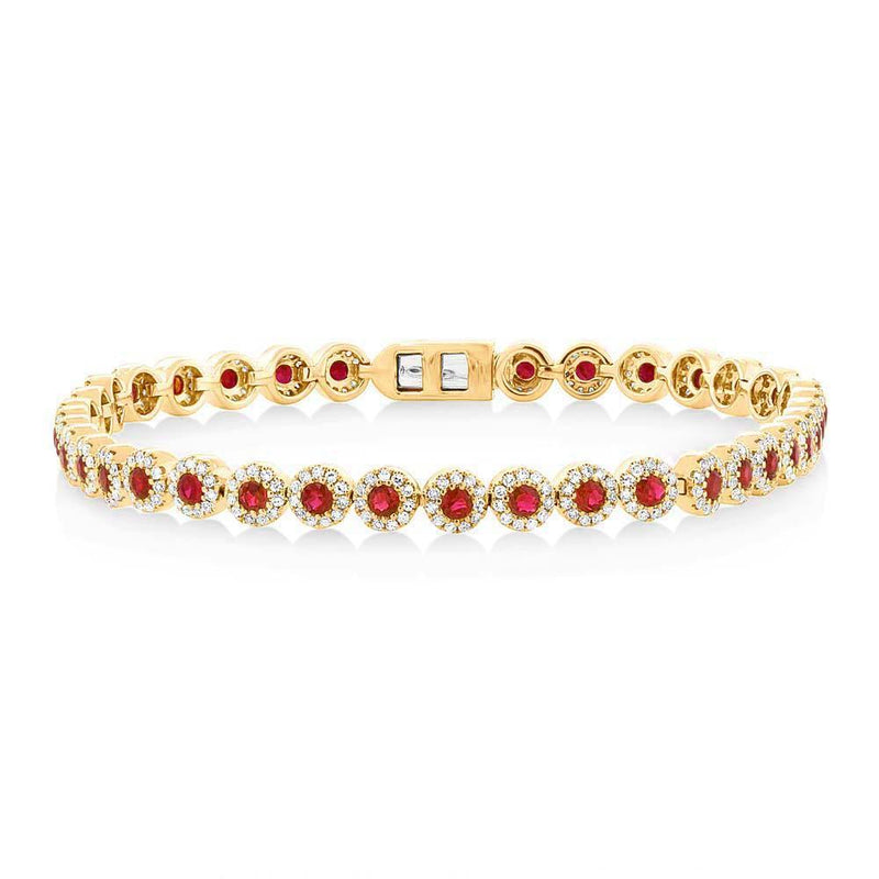 14K Rose Gold Ruby and Diamond Tennis Bracelet