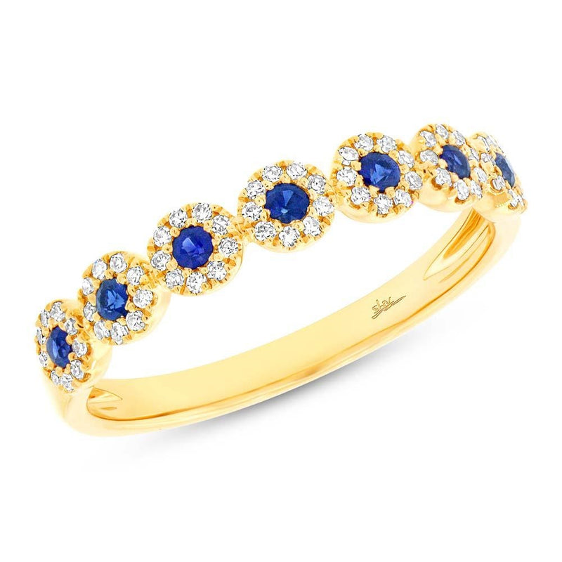 14k Yellow Gold Diamond & Blue Sapphire Band-Rings-Maurice's Jewelers-