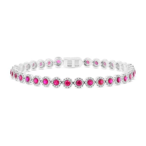14K Yellow Gold Ruby and Diamond Tennis Bracelet-Bracelets-Maurice's Jewelers-WHITE GOLD-