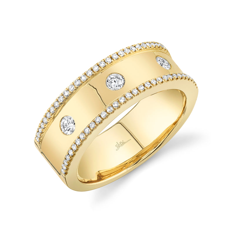 14K Rose Gold Diamond High Polished Band