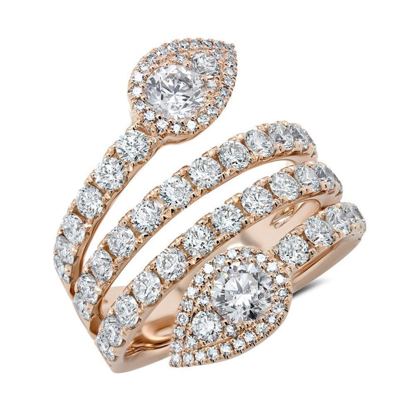 14K Rose Gold Diamond Wrap Pear Shape Ring