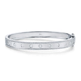 14K Yellow Gold Diamond Border Hinged Bangle (Medium)-Bracelets-Maurice's Jewelers-White Gold-