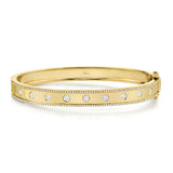 14K Yellow Gold Diamond Border Hinged Bangle (Medium)-Bracelets-Maurice's Jewelers-Yellow Gold-