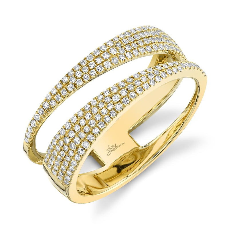 14K Yellow Gold Diamond Pave Split Shank Ring