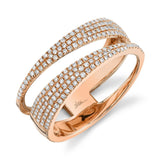 14K Rose Gold Diamond Pave Split Shank Ring