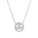 14K White Gold Diamond Smiley Face Necklace-Necklaces-Maurice's Jewelers-WHITE GOLD-