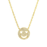 14K White Gold Diamond Smiley Face Necklace-Necklaces-Maurice's Jewelers-YELLOW GOLD-