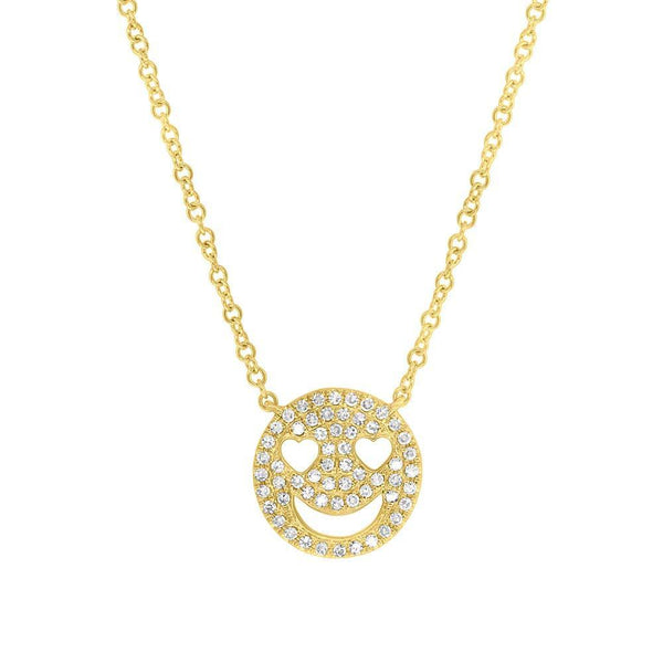 14K White Gold Diamond Smiley Face Necklace-Necklaces-Maurice's Jewelers-YELLOW GOLD-