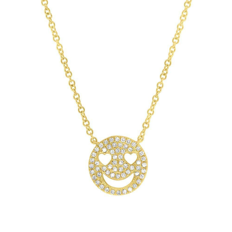 14K Rose Gold Diamond Smiley Face Necklace-Necklaces-Maurice's Jewelers-YELLOW GOLD-
