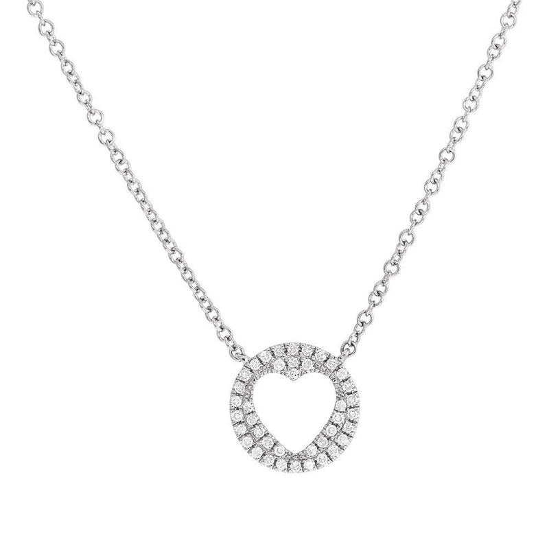 14K Yellow Gold Diamond Pave Heart Necklace