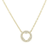14K Rose Gold Diamond Pave Heart Necklace