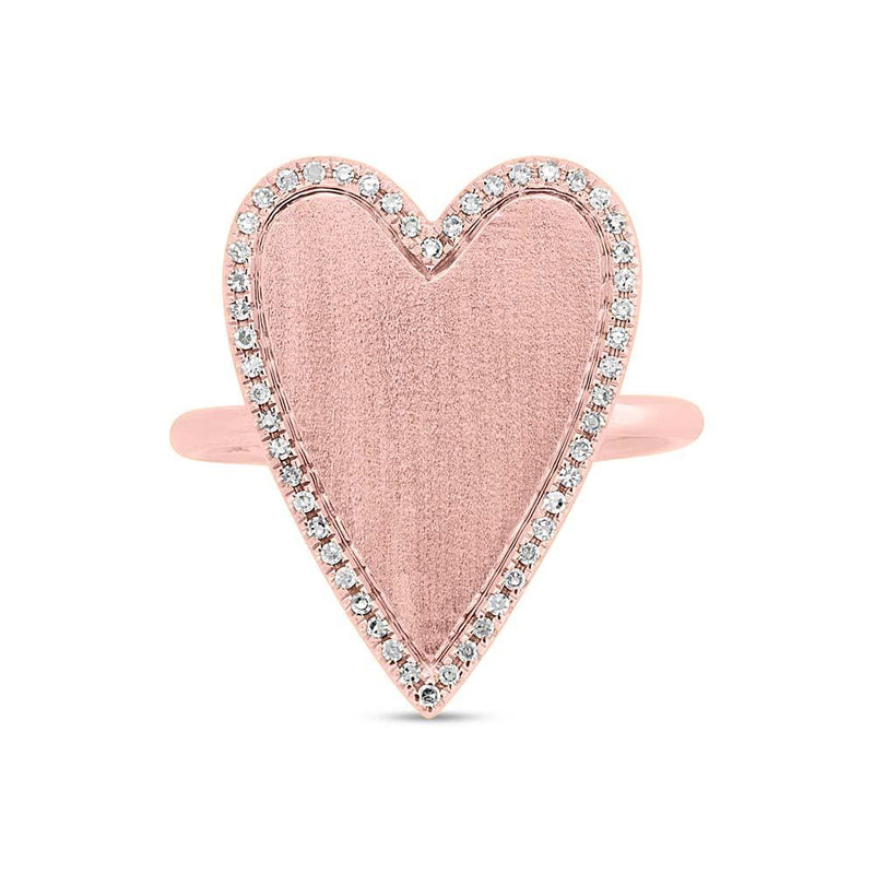 14K Rose Gold Large Diamond Heart Ring