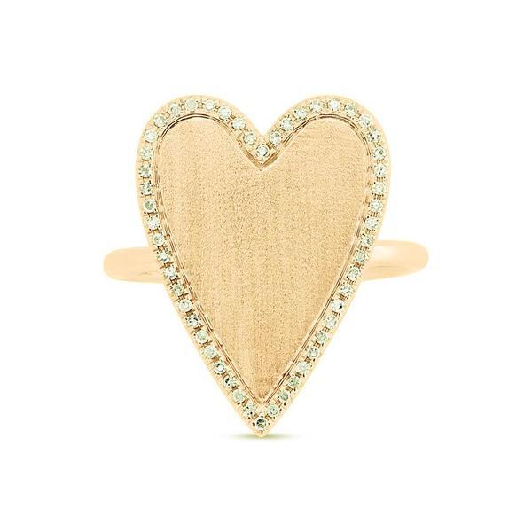 14K Yellow Gold Large Diamond Heart Ring