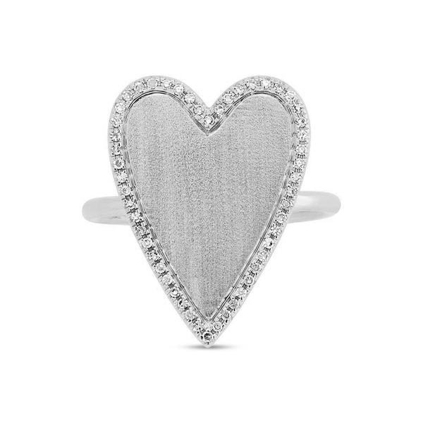 14K White Gold Large Diamond Heart Ring