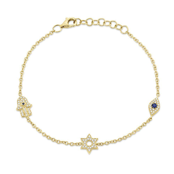 14K White Gold Diamond Star of David Bracelet-Bracelets-Maurice's Jewelers-YELLOW GOLD-