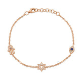 14K White Gold Diamond Star of David Bracelet-Bracelets-Maurice's Jewelers-ROSE GOLD-