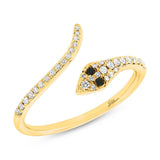 14K Yellow Gold Diamond Snake Ring